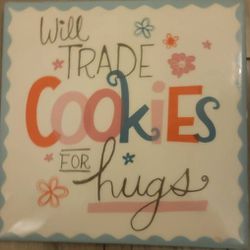 Hallmark “Will Trade Cookies For Hugs” Tile Ceramic Hot Pad

