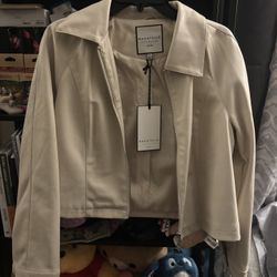 Cream/ Bone White Leather Jacket For Women