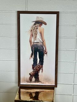 Cowgirl art western horse girl ART cowboy mountains