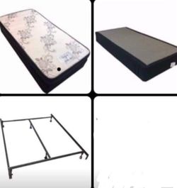 Deluxe brand twin size mattress set with metal bed rails