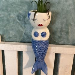 Beautiful beach decor ceramic mermaid planter vase statue