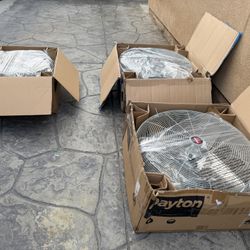 2 new fans dayton air circulator 30” commercial fan head asking $200 each and 1 - is 24” in head fan asking $200