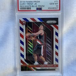 Gary Trent Jr. Rookie Card 2018-19 Panini Prizm Red White Blue #71 PSA 10 GEM MT