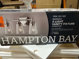 Hampton Bay Wakefield 22 in. 3-Light Chrome Contemporary Vanity Light with Clear Glass Shades