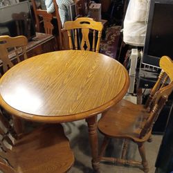 Solid ,All Wood Table Set With 4 Chairs For Sale It's All Good 👍. Happy Thanksgiving. 