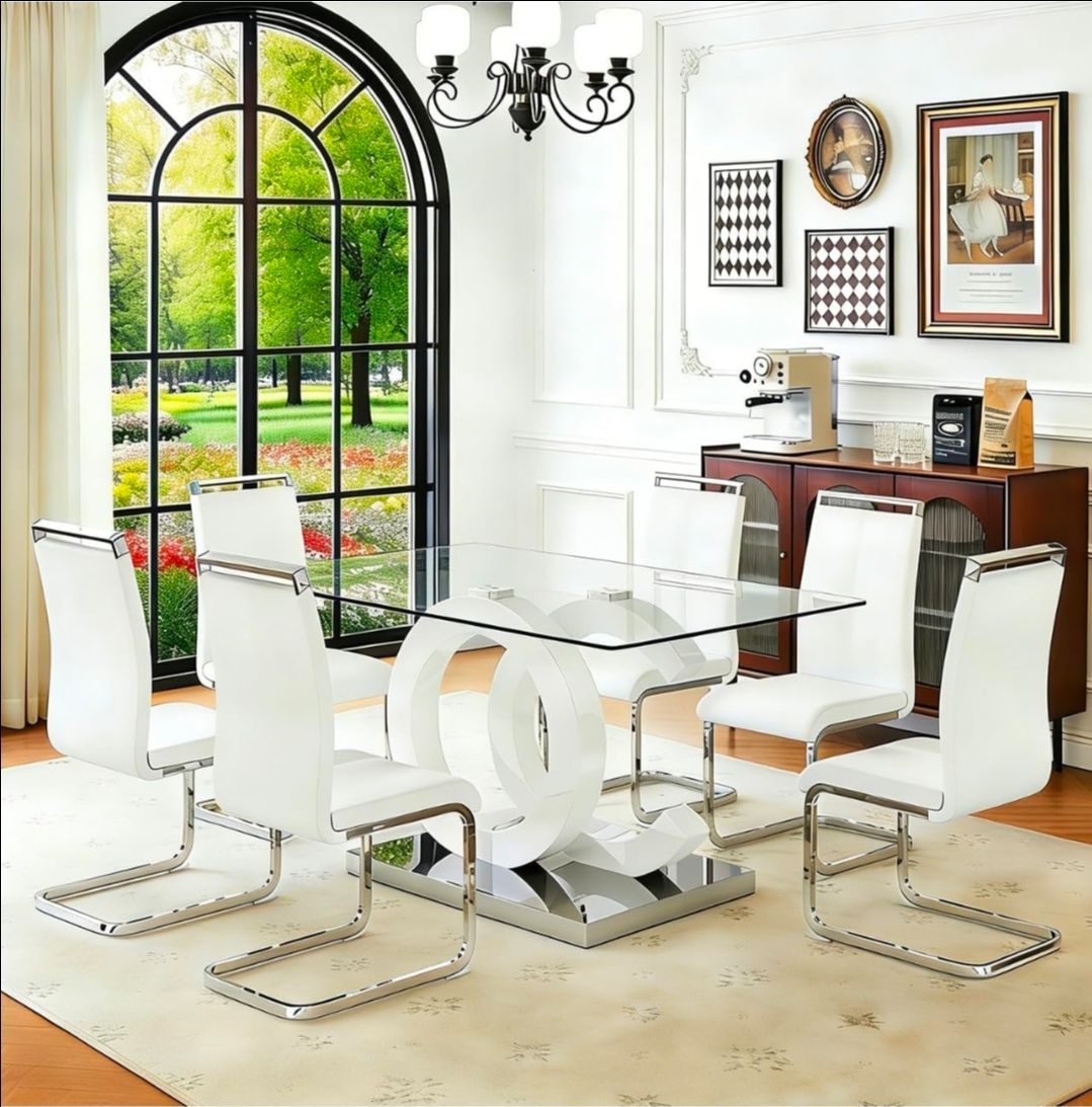 Ebullient Glass Dining Table Set for 6,