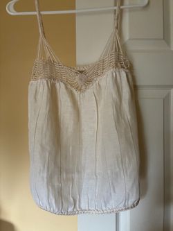 Beaded ivory linen top