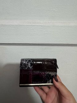 Patchwork Croc-Embossed Patent Leather Wallet