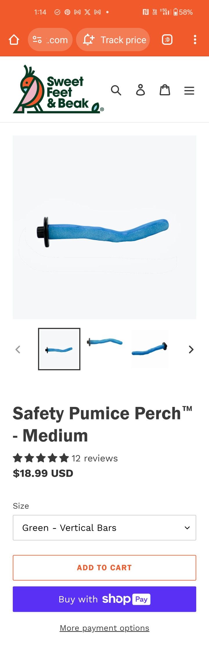 New sweet Feet And Beak Pumice Safety Perch Medium