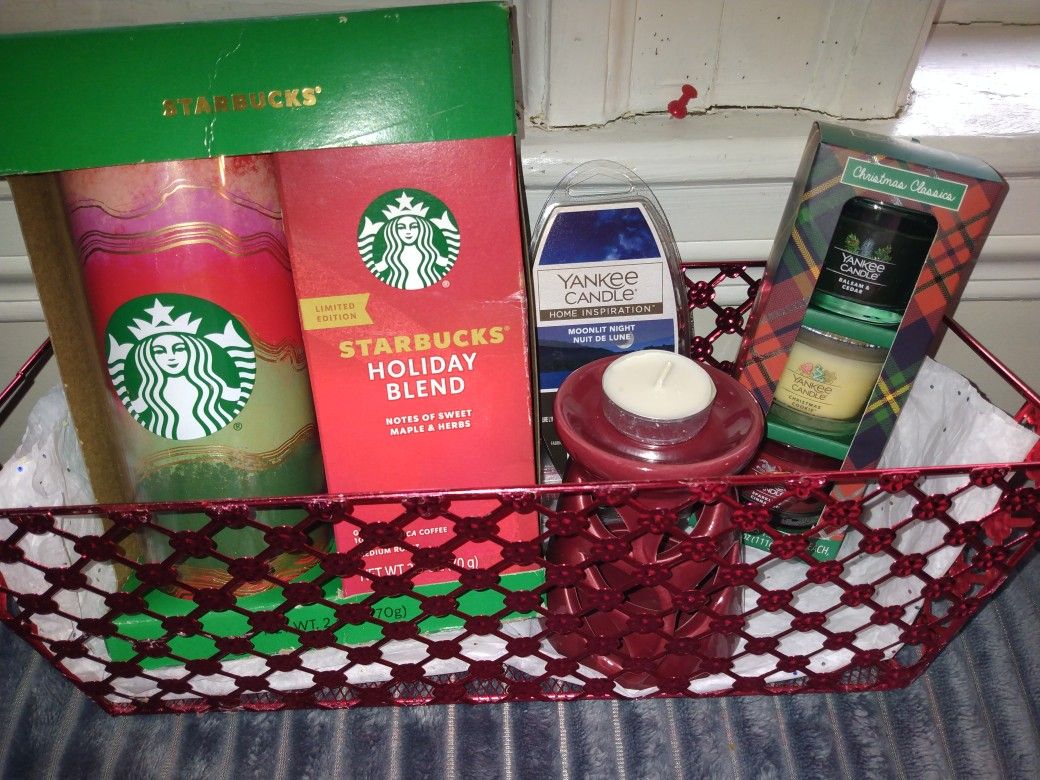 Starbucks Tumbler With Coffee And Yankee Candles