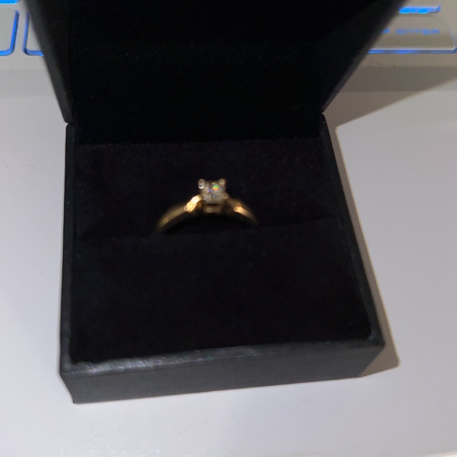 Amour 10k Yellow Gold 1/4CT TDW Diamond Solitaire Engagement Ring