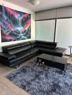 Copenhagen Genuine Leather Sectional Sofa – Adjustable Headrests – Originally $3,000