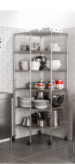 Industrial stainless steel steel corner shelving