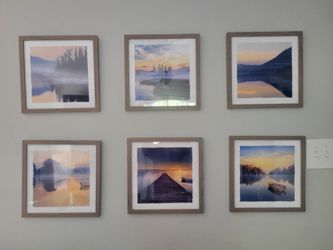 **Set of 6 Framed Lake & Mountain Landscape Prints – $65 OBO**