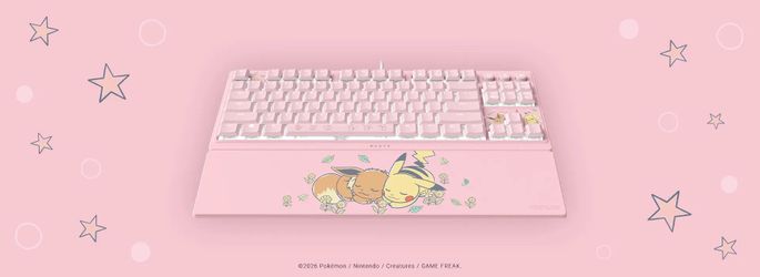Pokemon x Razer Ornata V3 X Tenkeyless  Keyboard Pikachu & Eevee Edition