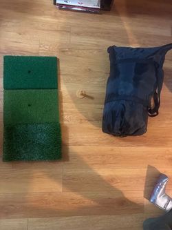 Golf Hitting Mat with Tee and Carry Bag