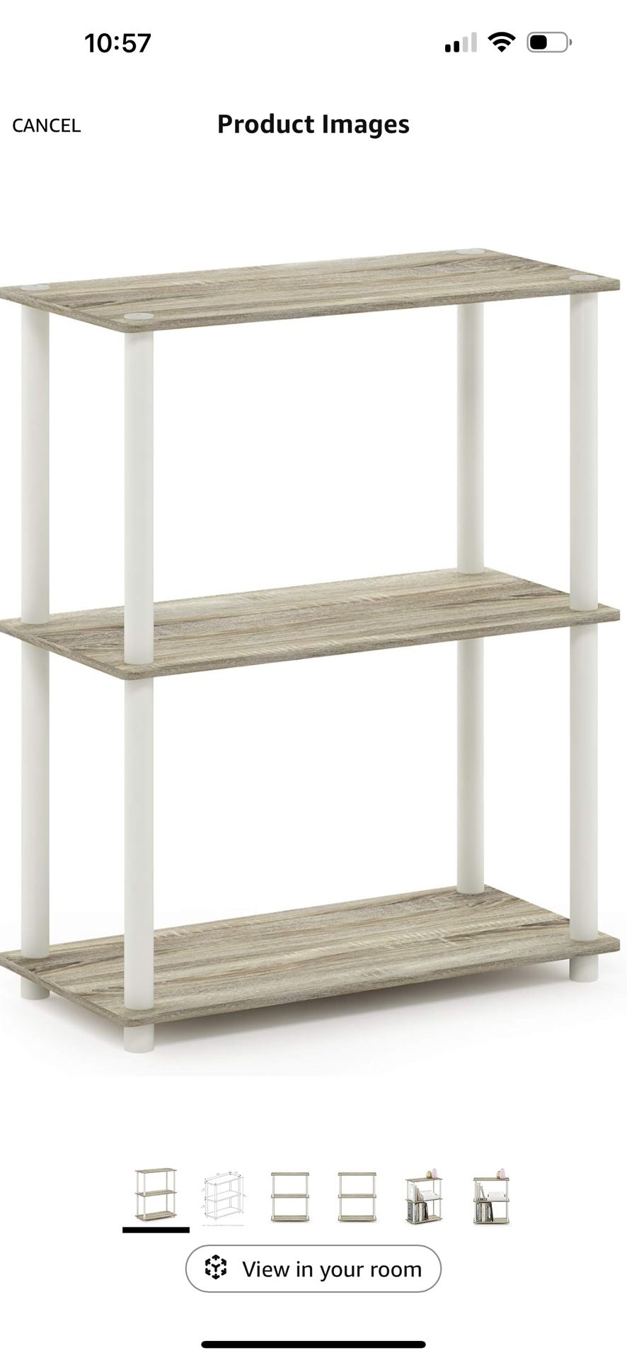 Furinno Turn-N-Tube 3-Tier Display Rack Shelf Sonoma Oak White Compact Multipurpose