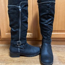 SO Stonecrop Knee High Black Leather Boots /Size 7 LIKE NEW!