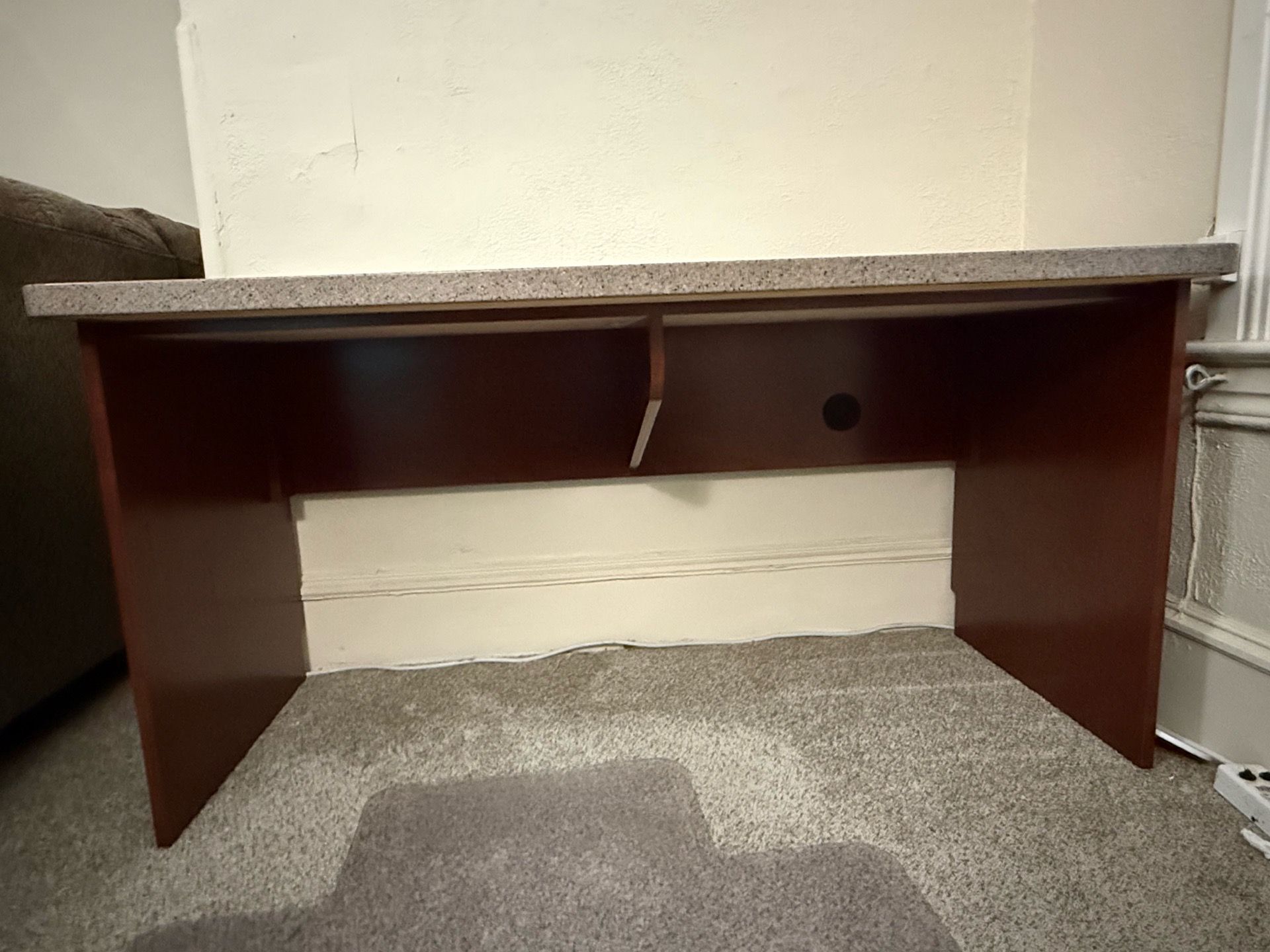 Granite top computer desk.