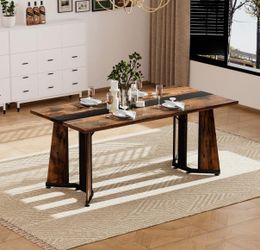 70.9''W ,Rectangular Large Dining Table, Marble Grain Waterproof Large Desk for 8 People, Deluxe Family Dining Table ,Brown