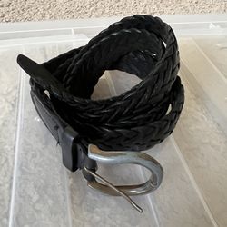 Braided Genuine Leather Black Belt Made in Argentina