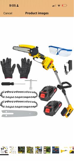 2-in-1 cordless pole saw, 6inch brushless pole chain saw, mini handheld chain saw with 20v battery, extendable up to 17 feet, multifunctional pole saw