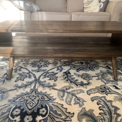 Mid-Century Modern Dark Wood Coffee Table - Solid, Stylish, Lower Shelf! $125 OBO