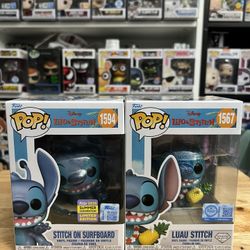 2 LE Stitch Funko Pops Surfboard DIAMOND GLITTER Luau 1(contact info removed) Disney Movies