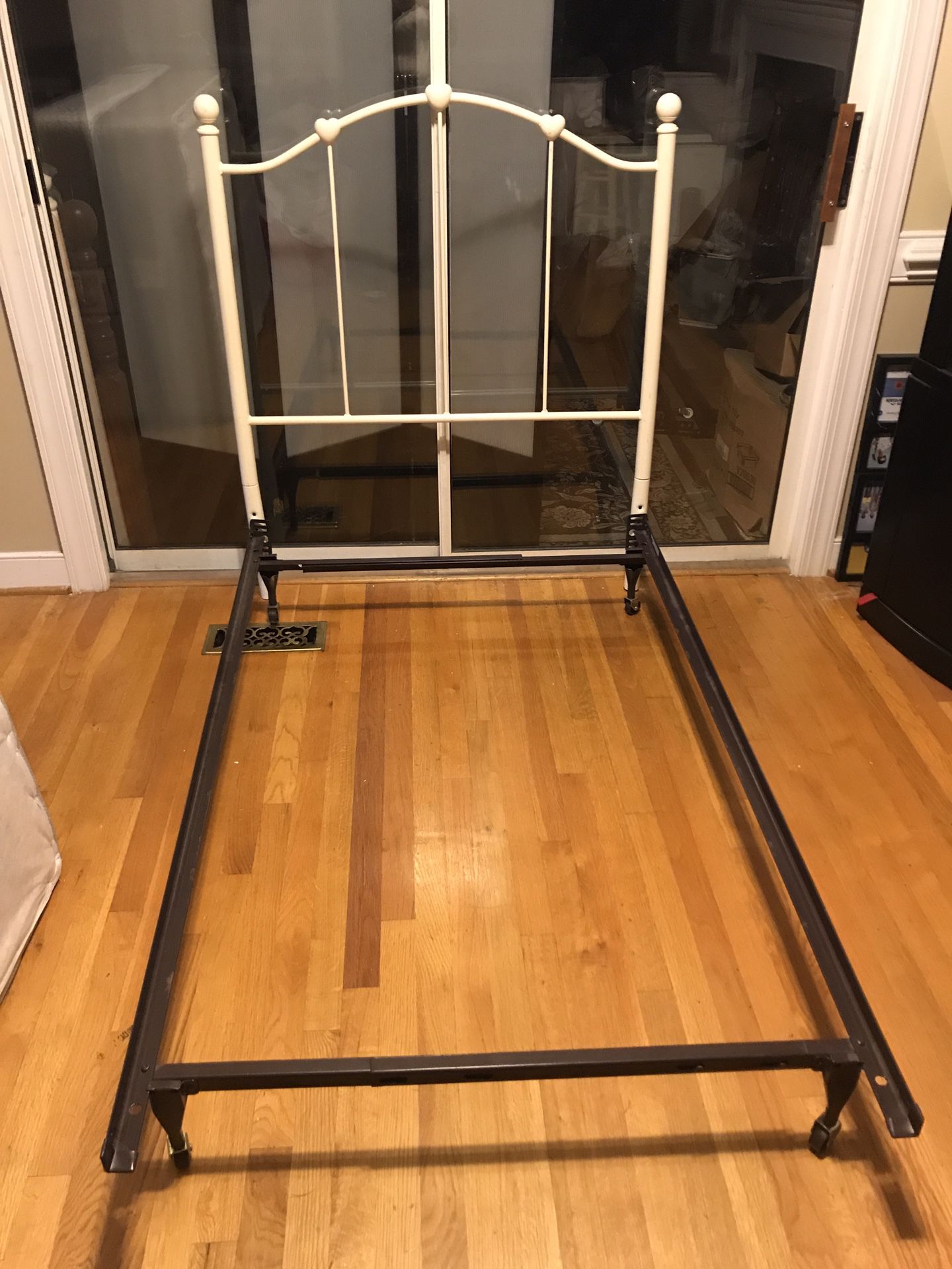 Metal twin size headboard and metal bed frame