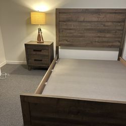 Queen Bed Frame With Platform, Dresser And Night Stand