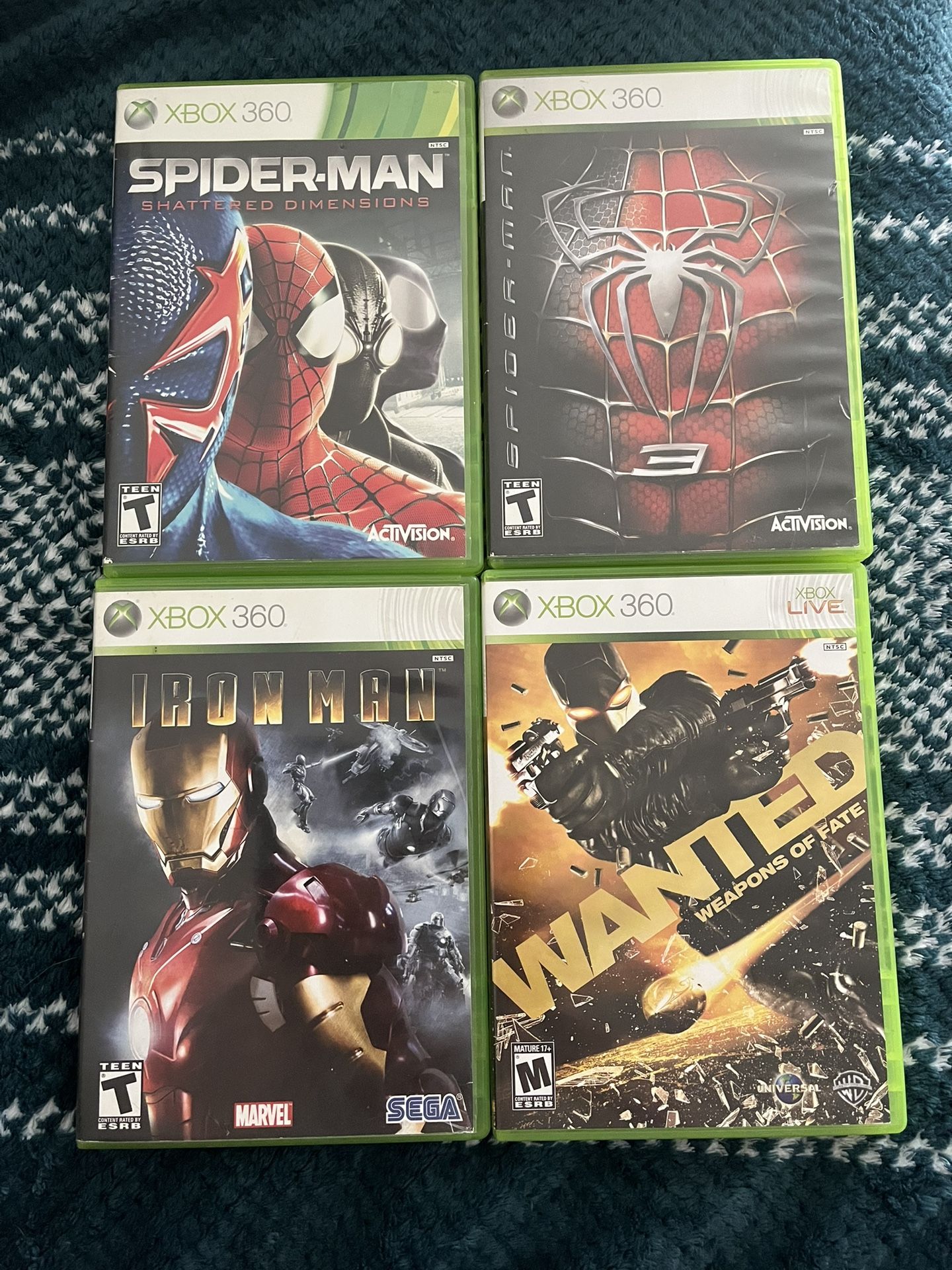 Xbox 360 Games - Spider-Man, Iron Man, Wanted