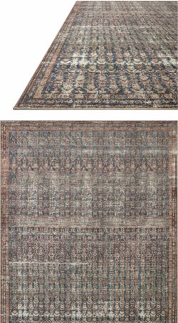 New Amber Lewis x Loloi Billie Ocean/Brick rectangle 7”x9” area rug
