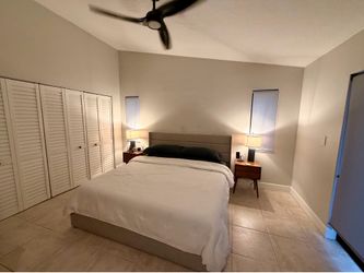 Modern Upholstered King Bed Frame and King Size Tempur-Pedic Mattress