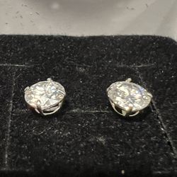 1.6CT GRA Certified Moissanite Diamond Earring Studs 14k White Gold