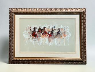 ⭕️ Large Framed Ballerinas Lithograph Signed Hilda Gleizer Rindom 34” x 47”
