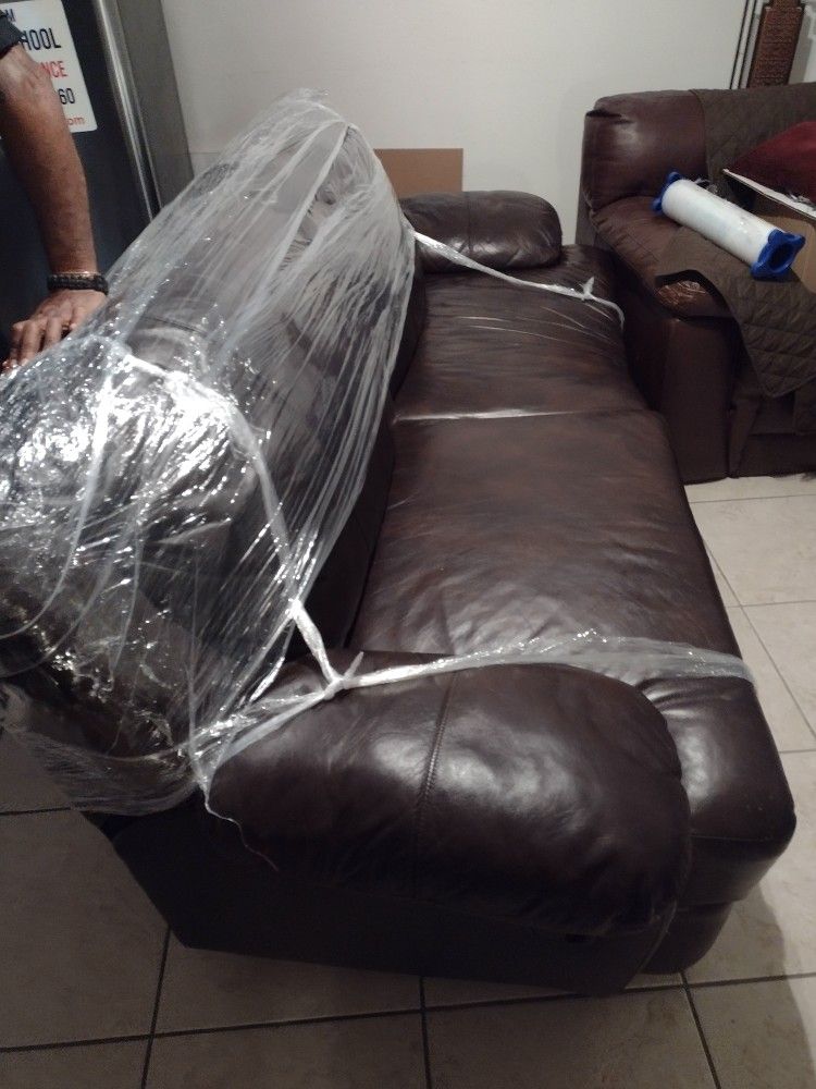 Double Recliner Leather Sofa