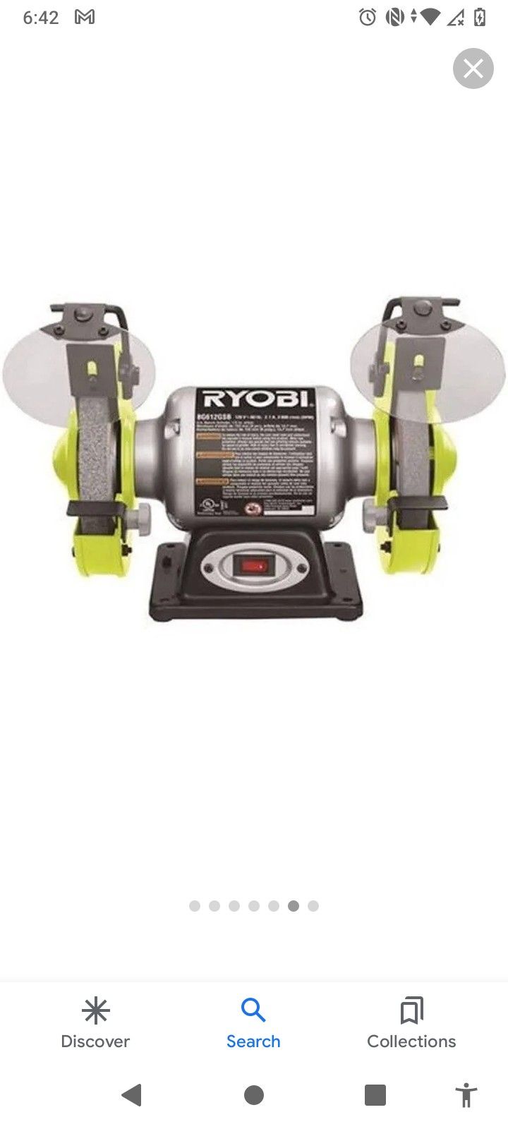 NEW Ryobi 2.1 Amp 6 in. Grinder with LED Lights