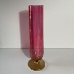 Vintage MCM Mid Century Cranberry Glass Vase by Rainbow Glass VTG 60’s 70’s Movie Show Props