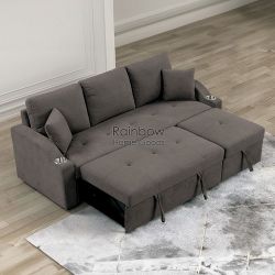Sleeper Pull Out Sofa Bed Sectional Couch with Cup Holder