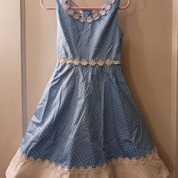 Blue with White Embroidery and Polkadots 32.