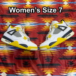 Nike Air Jordan 4 Retro Vivid Sulfur Yellow OG AQ9129-101 Women's Size 7