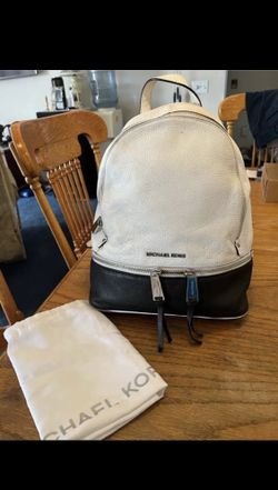 Michael Kors Mk 2 Tone Leather Almost 13” Tall Backpack, Clean Inside & Satin White Dust Bag