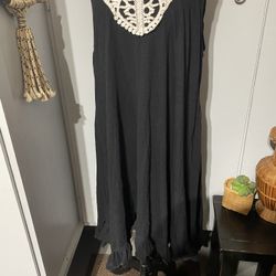 Women’s Sleeveless Black With Off White Lace Dress 👗 Size 3X /xXXl