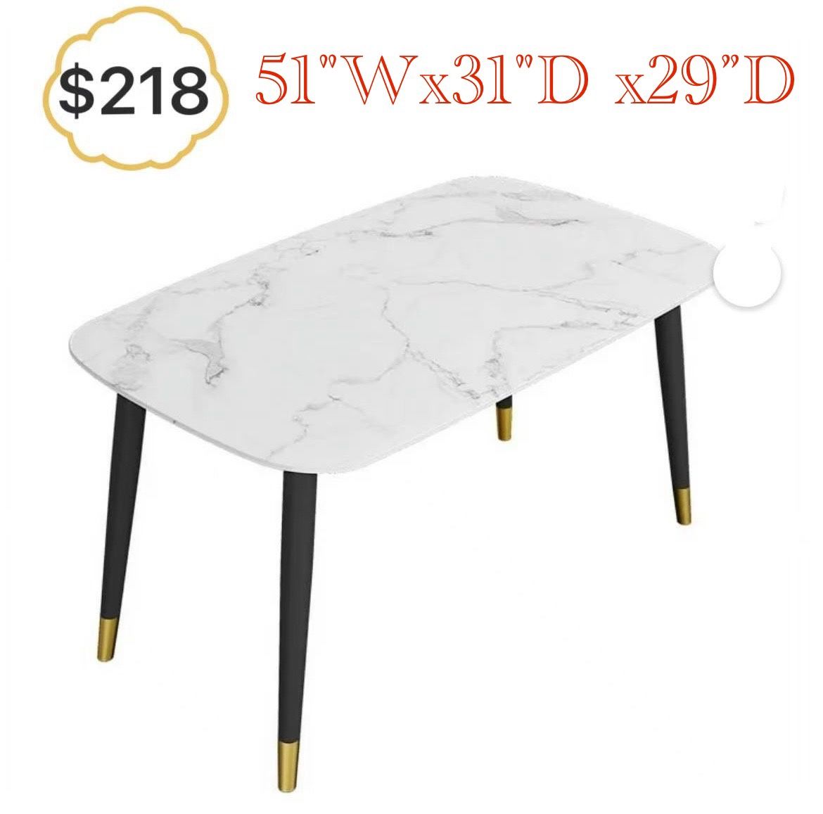 😀 White Alexander Marble Dining Table with Black Gold Legs,51"Wx31"Dx29"H Rectangular Dining Table for 4-6 people, Heavy duty Table, Modern Table,