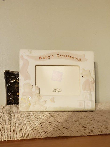 Baby Girl Christening Picture Frame 
