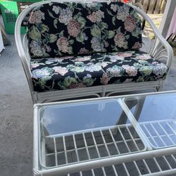 Bamboo Sofa (56”W X 35”D X 17” To Seat) And (Table 47” X 20” X 16”H) Used Condition $100 Both Firm On Price