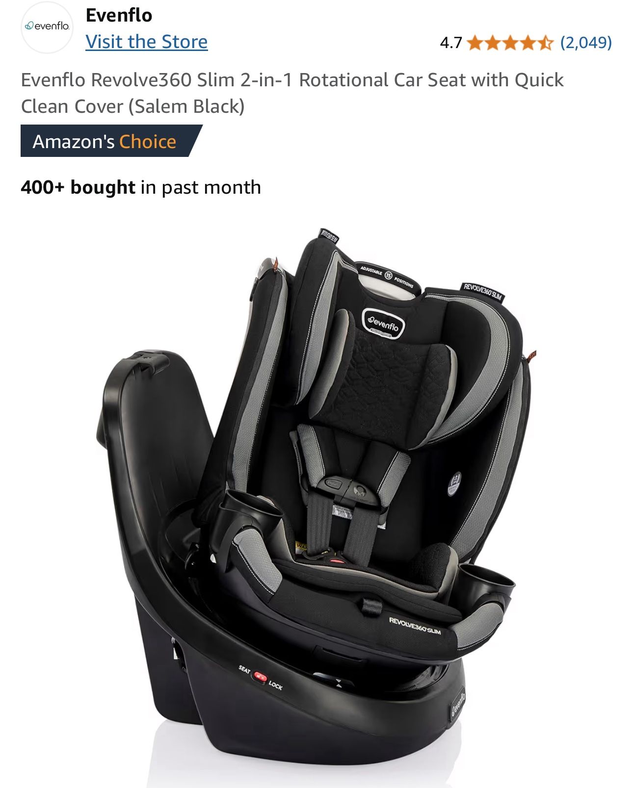 New EvenFlo Slim Rotational Car Seat