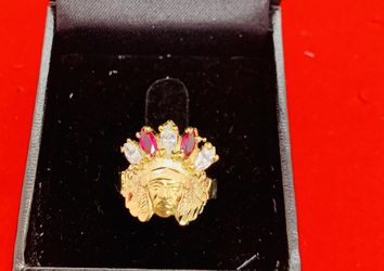 10k Gold Chief Ring Pink And White CZ
