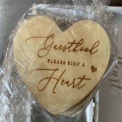 Guest book wood heart box- NEW