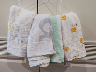 4 Muslin Baby Swaddle Blankets - CASH ONLY